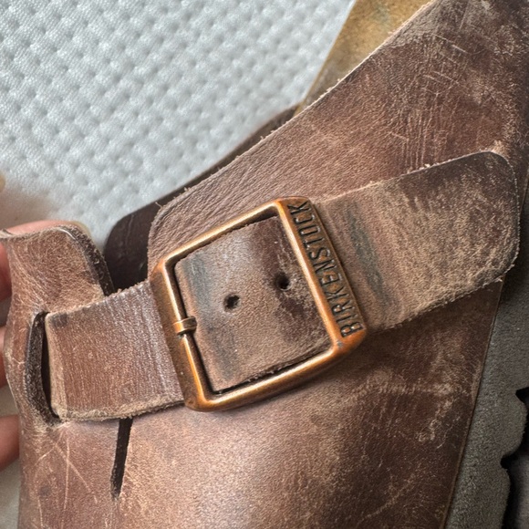 Birkenstock Brown Leather Slip-On Clogs